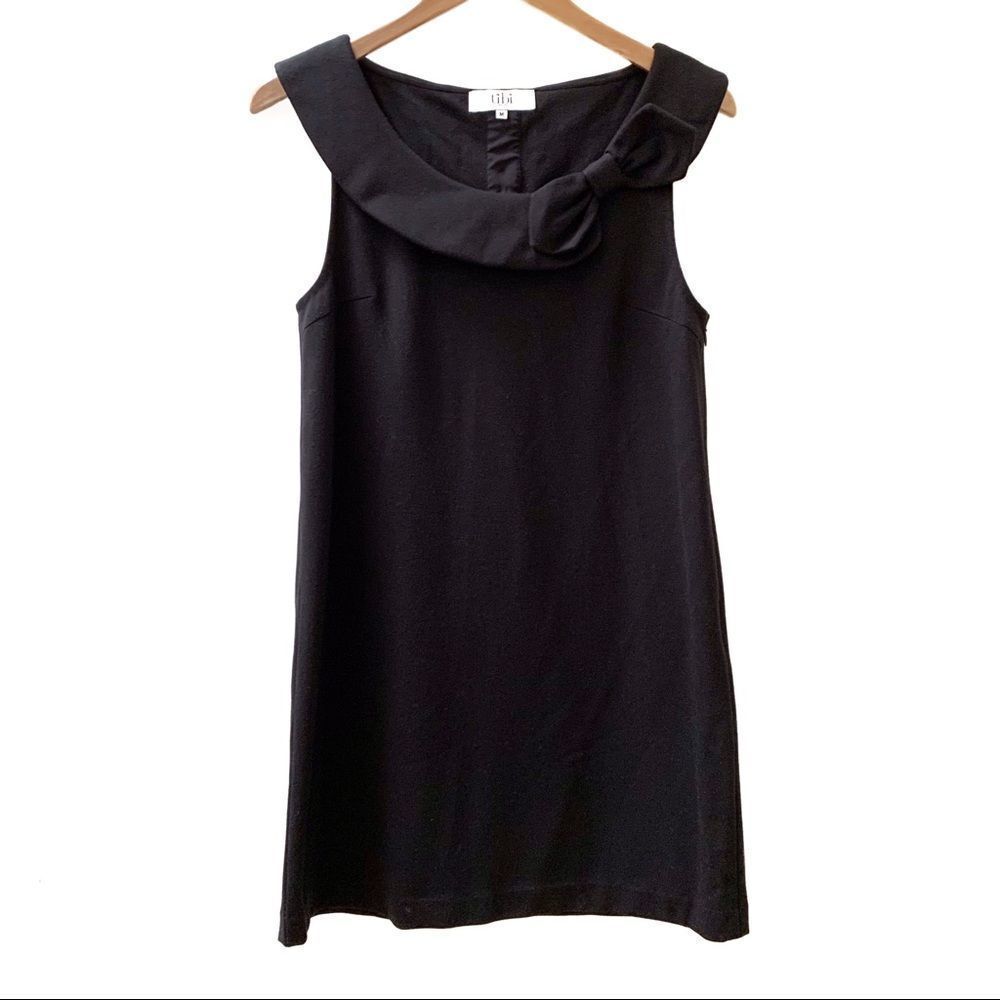 Tibi Bow Neck Ponte Sheath Dress Black Size Medium